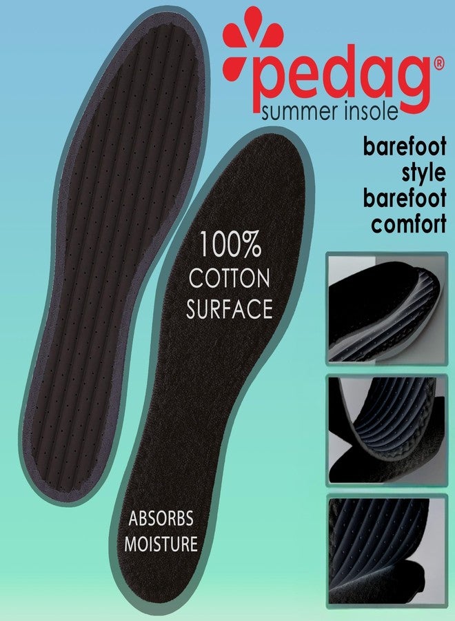 Pedag Summer, Pure Terry Cotton Insoles, Handmade in Germany, Absorbs Sweat & Controls Odor, Ideal for Wear Without Socks, Washable, US Men 15/ EU 48, Black, 3 Pair - Image 2